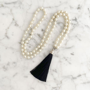 THOMSON pearl and black tassel necklace-GREEN BIJOU