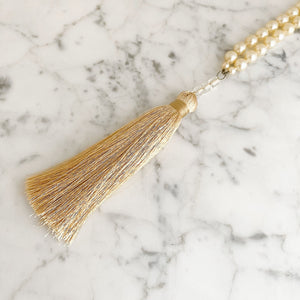 TOVA pearl and champagne tassel necklace - 