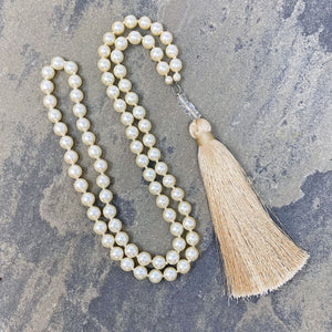 TOVA pearl and champagne tassel necklace - 