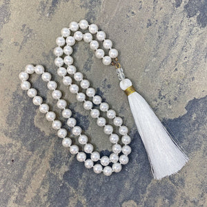 TOVA pearl and white tassel necklace - 