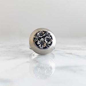 VERMONT vintage silver flower cocktail ring - 