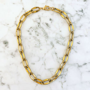 WARWICK elongated link gold chain necklace - 