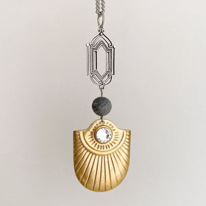 WILLOW Art Deco shield pendant necklace - 