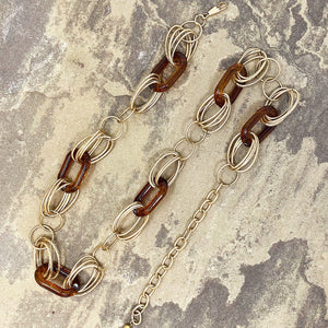 WOLFGANG vintage resin amber gold chain belt - 