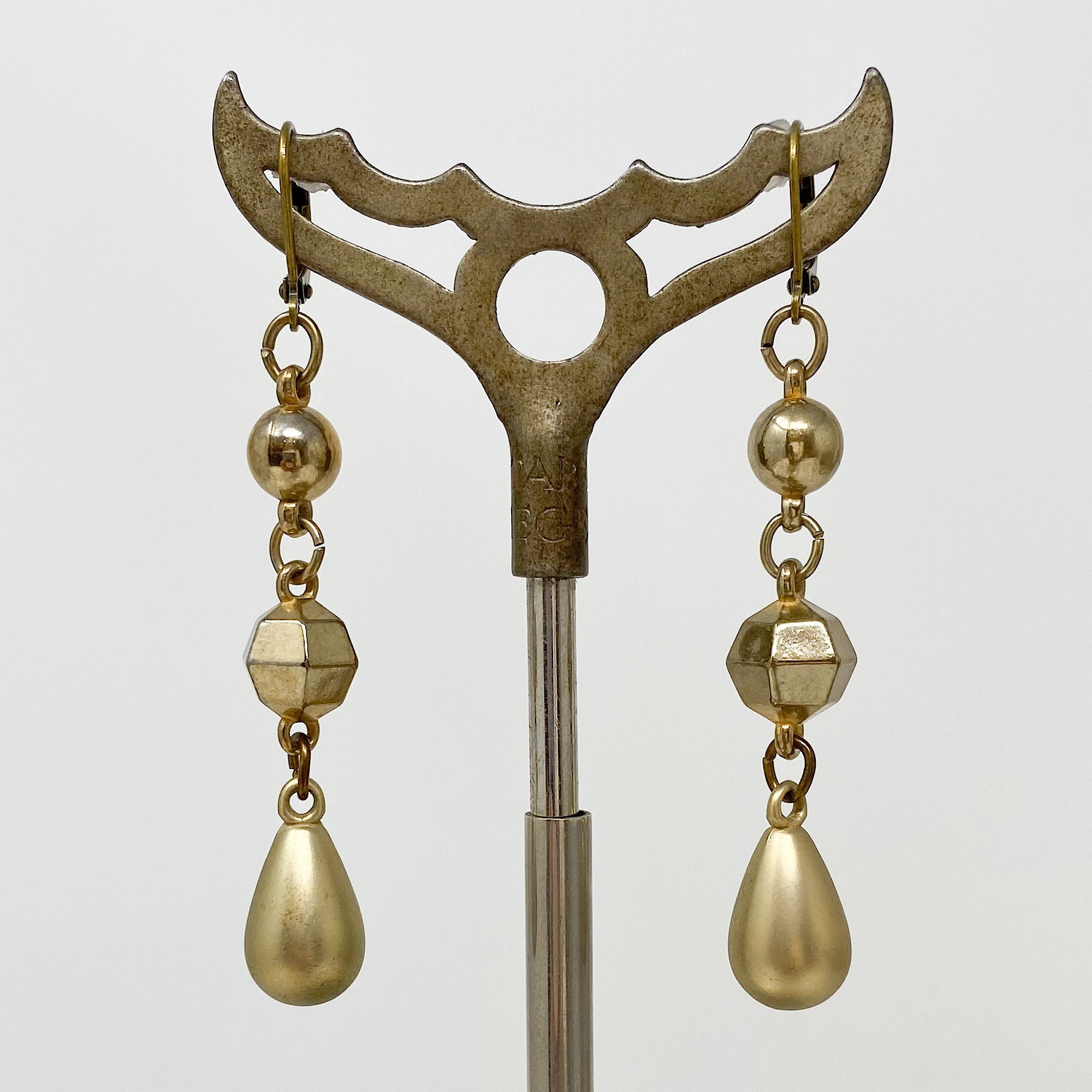 XENA lightweight bronze drop earrings-GREEN BIJOU
