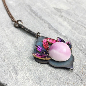 ZANDER pink purple pendant necklace - 