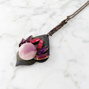 ZANDER pink purple pendant necklace - 