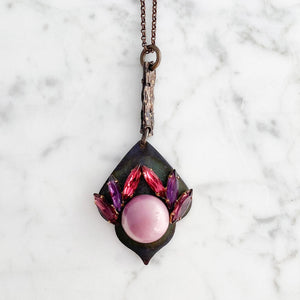 ZANDER pink purple pendant necklace-GREEN BIJOU