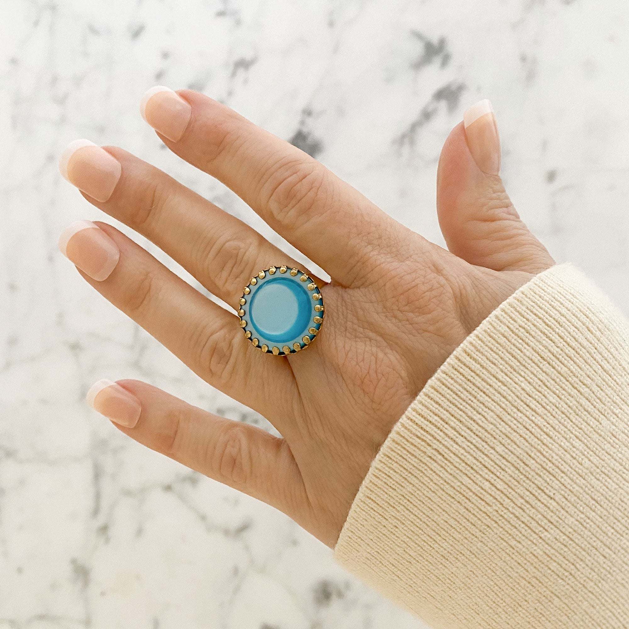 ZANE vintage teal cocktail ring - 