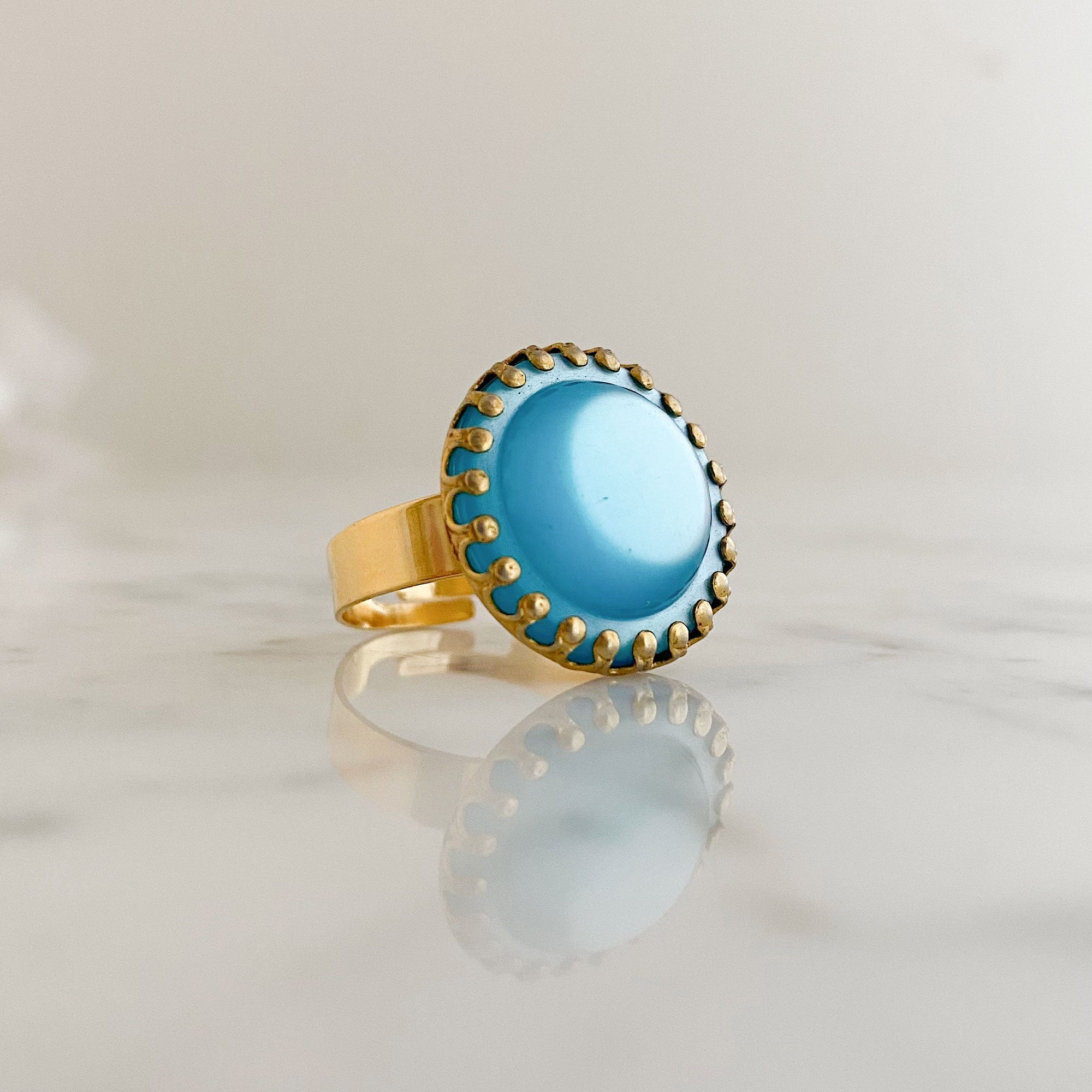 ZANE vintage teal cocktail ring-GREEN BIJOU